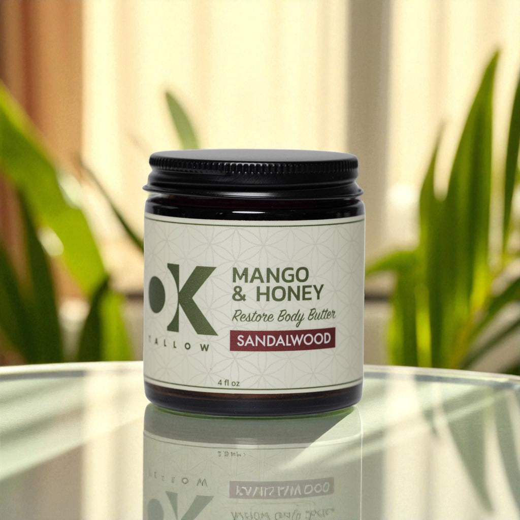 OK Tallow RESTORE Sandalwood tallow body butter lifestyle