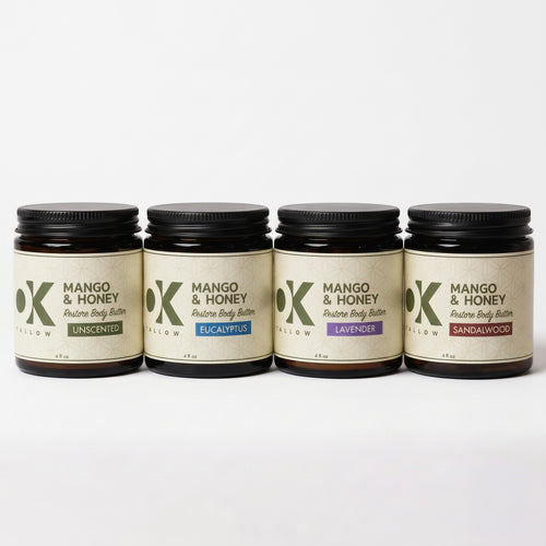 OK Tallow RESTORE Body Butter 4oz all four scents lineup