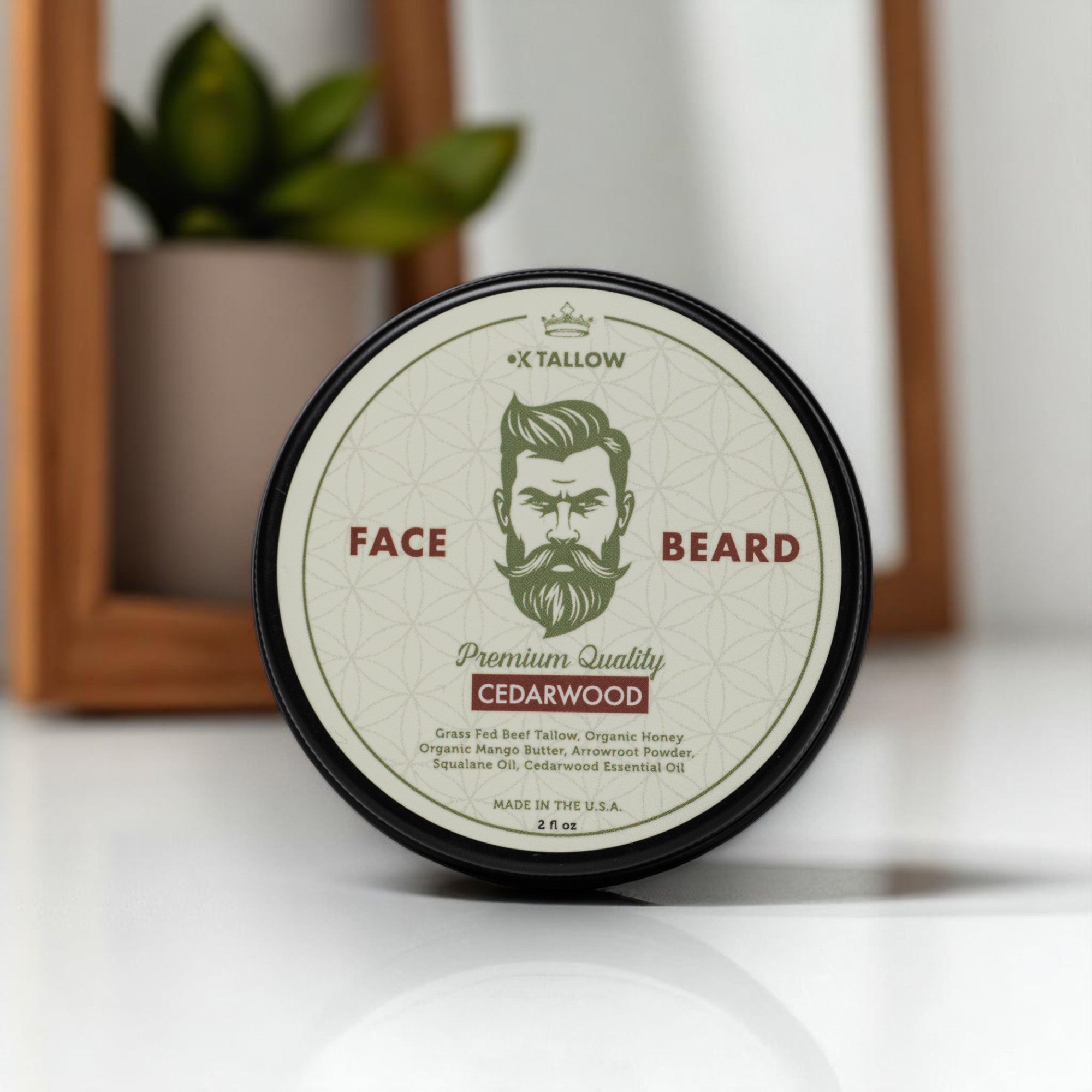 OK Tallow REJUVENATE Face and Beard Balm mirror setting lifestyle